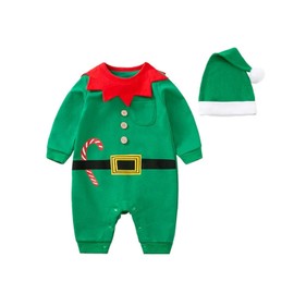 ZHSKEUUN My First Christmas Baby Boy Outift Newborn Infant Elf Costume Onesie 0-3 Months Baby Elf Outfit Romper Xmas Clothes 3-6 Months (Baby Elf Outfit,6-9 Months)