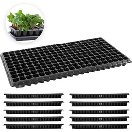 FINYQBET Semillero Charola de Germinación 200 Cavidades Pack 20 Pzas, Bandeja Pet Biodegradable 54×28×3.6 cm, para Cultivo Hidropónico Y Orgánico, Ideal para Huerto en Balcón, Invernadero, Escuelas