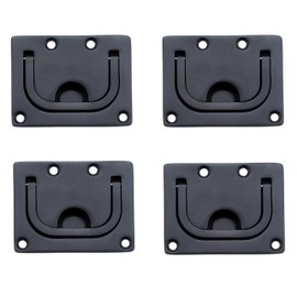 Thorn Boat Flush Hatch Lift Ring Pull Handle 3" Marine Stainless Steel Black Coated with Back Plate 4pcs