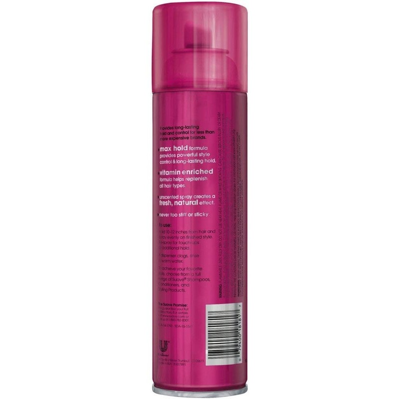 Suave Essentials Hairspray Max Hold 8 Unscented 11 Ounce (Pack