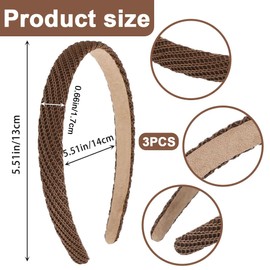 KEQAR 3 Stück Haarreif Damen, Verschiedene Modelle, Rutschfeste Stirnbänder, Kunststoff Haarband für Mädchen Damen (Lichtfarbe)