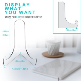Boloyo 60-Degree Angle Acrylic Plate Stand, 4.5 Inch 5PC Clear Acrylic Display Easel, Clear Tablet Holder for Displaying,4.5" H x 4.5" W x 3.5" D (5 Pack)
