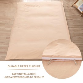 Aigbiot 100% Washed Cotton Zippered Futon Cover for Japanese Futon Floor Mattress, Super Soft and Machine Washable