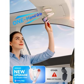 JOYROOM Sunglass Holder for Car [Non Slip] Sunglasses Organizer Pink Car Accessories Interior Gifts for Women Men, Cute Eyeglass Holder and Ticket Card Clip