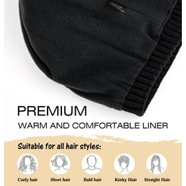 Wmcaps Men's Winter Hat, Beanie with Thickened Fleece Lining, Unisex Classic Hat with Cuffs, Elastic and Soft Wool Hat, Heart-Warming Gifts for Men and Women, black