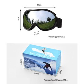 Ski Goggles Over Glasses -Snow Snowboard Motorcycle Protective Combat Goggles for Men&Women 100% UV Protection&Anti-Fog（Red)