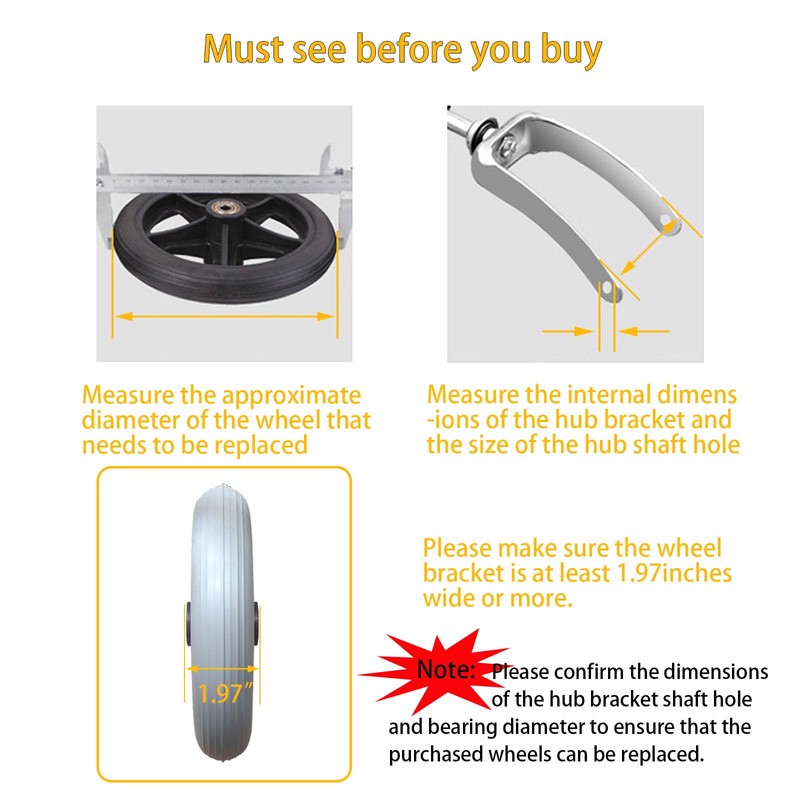 2 PCS 8 x 1.5 Inch Solid Replacement Wheels for