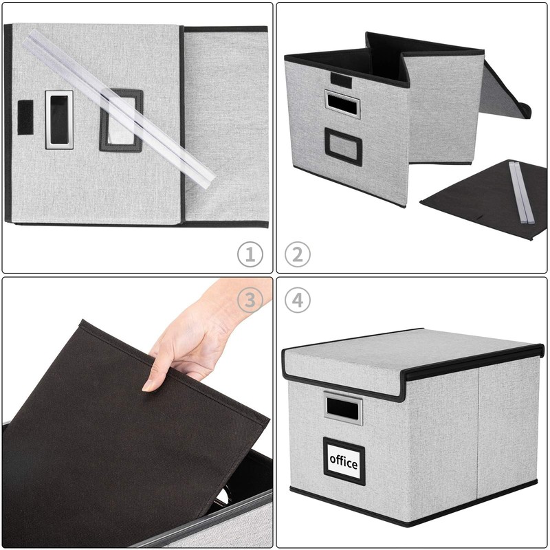 Huolewa Upgraded Portable File Organizer Box with Lid, Collapsible Linen