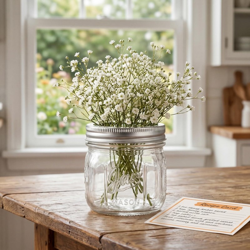 Lyellfe 12 Pack Wide Mouth Mason Jars, 12 Oz Airtight