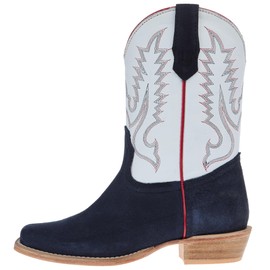 R. Watson Boots R Youth Navy Rough Out with Winter White Shaft Cutter Toe Boot Navy 2