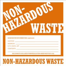 Non-Hazardous Waste Label W/Generator INFO 6"x6" Adhesive-Poly Vinyl Warning Stickers Self Adhesive White/Green Tag 100 Pack
