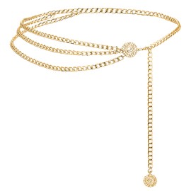 Adjustable Gold Plated Waist Chain Belt for Women | Belly Dance Hip Jewelry Body Chain with Hypoallergenic Clasp | Fashion Accessory for Skirts, Pants, Dresses