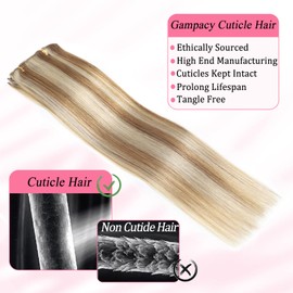 Clip in Hair Extensions Real Human Hair, Remy Human Hair Extensions Clip ins for Women, 100% Natural Human Hair, Double Weftm, 18inch 120g 7Pcs, #16/22 Light Blonde to Golden Blonde