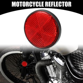 Partuto 6pcs 2.20"x0.31" Universal Reflector - Round Motorcycle Bike Safety Reflector Increase Visibility and Safety on the Road - Plastic Red