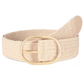 WOWOGO Women Straw Woven Rattan Stretch Belt Boho Braided Elastic Belts for Dresses