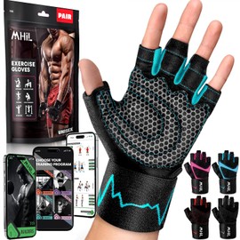 MhIL Workout Gloves for Men & Women - Weight Lifting Gloves, Gym Gloves for Men - Exercise Gloves, Training Gloves with Wrist Wraps Support for Weightlifting, Work Out, Pull up- Full Palm Protection
