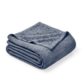 Bare Home Polar Fleece Blanket - Full/Queen - Heathered Dark Blue - Warm & Cozy - Premium Fleece - Throw for Bed, Camping, and Travel - Lightweight (Full/Queen, Heathered Dark Blue)