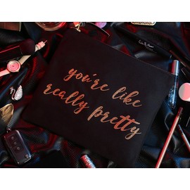 Vintage Wedding Makeup Bag, Black Gold Cosmetic Bags, Black Canvas Makeup Bag Cosmetic Pouch, Bride Bridesmaid Makeup Bag Gifts for Wedding Bridal Shower Party, Makeup Party Gift Graduation Party Gift