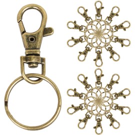 TRIXES 20 X Small Lobster Detachable Swivel Clasps for Key Split Ring-Brass Colour