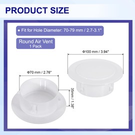 PATIKIL Air Conditioning Wall Hole Cover 2.8" (70mm), Air Conditioner Blocking Hole Plug Fit for 2.7-3.1" Hole Decoration Water Pipe Sealing Plate Cover, White