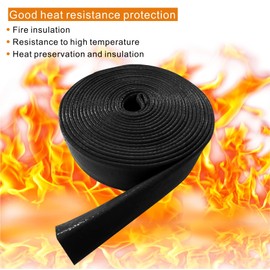 Aislamiento térmico blindado contra incendios, funda térmica de fibra de vidrio recubierta de silicona, protección contra el calor para líneas de manguera automotriz y cableado eléctrico (negro 1/2