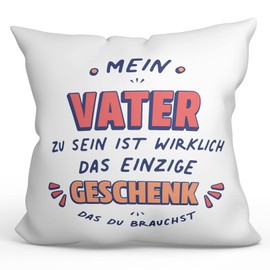 MUGFFINS FATHER/DAD Cushion Padding included - in German - Geschenk das du Brauchst - Funny gift - Pillow: cover and filling 15.7x15.7 inches