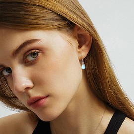 Larimar Earrings 925 Sterling Silver Blue Gemstone Larimar Drop Earrings Hanging Larimar Jewellery Gift for Women Girls Girlfriend Mother, Sterling Silver