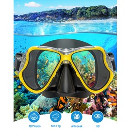 Kekilo Snorkel Mask Set for Adults, Anti-Fog Adjustable Panoramic View Swim Mask Dry Top Snorkel Kit, Scuba Diving Swimming Training Equipment for Men and Women