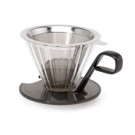 Primula Seneca Pour Over Coffee Maker Removable Ultra Fine Micro Mesh Stainless Steel Filter, 4.8 x 4.8 x 4.8 inches, Black