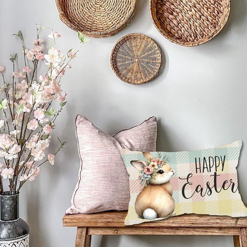 YIRHYZC Easter Pillow Covers 12x20, Bunny Decorative Throw Pillow Covers,