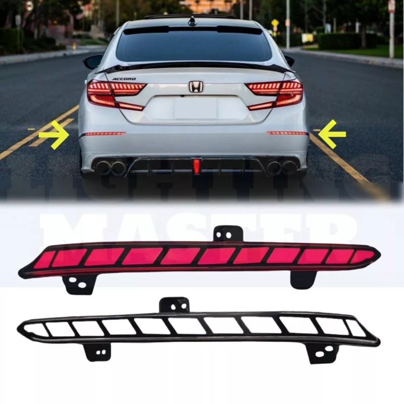 lighting_master Clear Lens Rear Bumper LED Reflector Fits Honda Accord