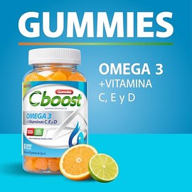 C-Boost - Gomitas con Omega 3 y Vitaminas C, E y D – Suplemento alimenticio, con ingredientes naturales y con Omega 3 y vitaminas C, E y D – 90 Gomitas/Pack, 2 g c/u