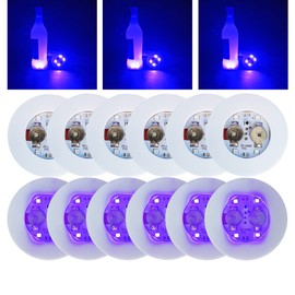 HANCIRCLE LED Coaster Blue,12 Pack Light Up Coasters,LED Sticker Lights,Wine Bottle Lights,for Drinks,Bar Accessories,Party,Wedding