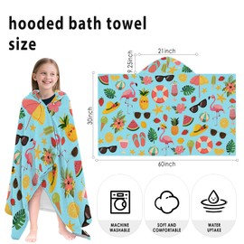 Fiwbnasz Hooded Beach Towel for Kids, Hooded Towels for Toddlers 30" X 50", Kids Beach Towels for Pool, Travel, Swim, Wearable Bath Towel for Boys, Toddlers,Girls Bath Towel with Hood