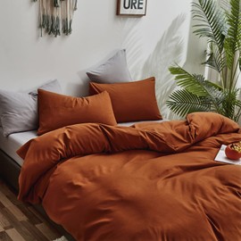 CLOTHKNOW Burnt Orange Comforter Set Full 3Pcs Terracotta Bedding Comforter Sets Soft Rust Comforter Full Size Caramel Comforter Sets Full