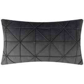 JWH Velvet Throw Pillow Covers Decorative Simple Geometric Accent Pillow Case Soft Cushion Lumbar Pillowcase Bed Couch Bedroom 14x24 Inch Dark Grey