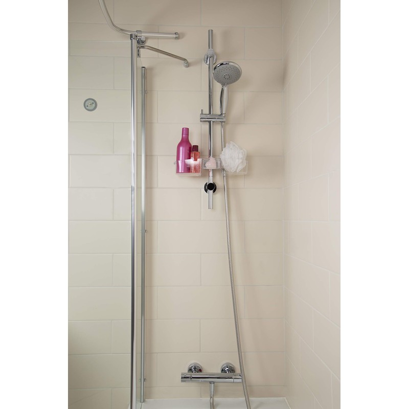 Croydex Riser Rail Caddy, Clear Plastic Bathroom Accessory, Adjustable Bathroom