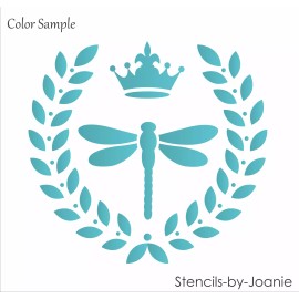 Stencils by Joanie Laurel Wreath Stencil 8" Dragonfly Royal Fleur Crown Pillow Easy DIY Craft Signs