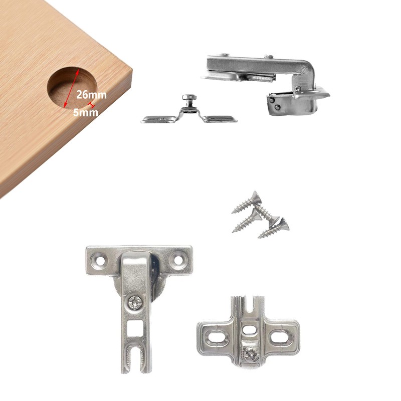 LIKERAINY 90Deg Short-arm Inset Blind Corner Hinge Ø 26mm H0
