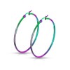 Bungsa Women's Creole Earrings Classic Rainbow 2 mm Stainless Steel,