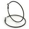 60mm D/Large Size/Slim Black Enamel Hoop Earrings
