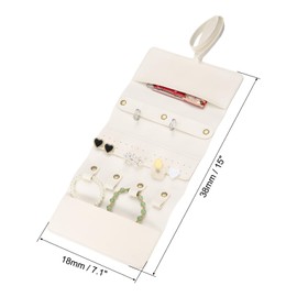 sourcing map Travel Jewelry Roll Bag, Foldable Travel Jewelry Organizer Case, Portable Jewelry Pouch for Traveling Rings Necklaces Earrings Bracelets Jewelry Storage, Beige