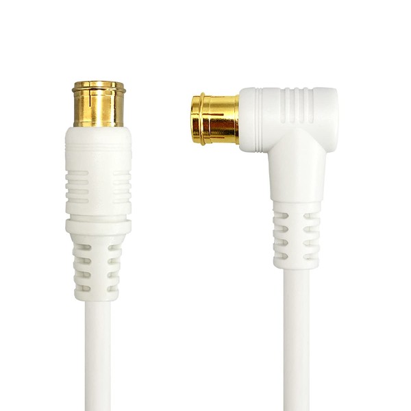 FNT-4CZ-10WSL Antenna Cable, 3.3 ft (1 m), White S4CFBAL 4C Coaxial Cable, 3.3 ft (1 m), L-Type Plug (Plug-In) - Straight Plug (Plug-In)
