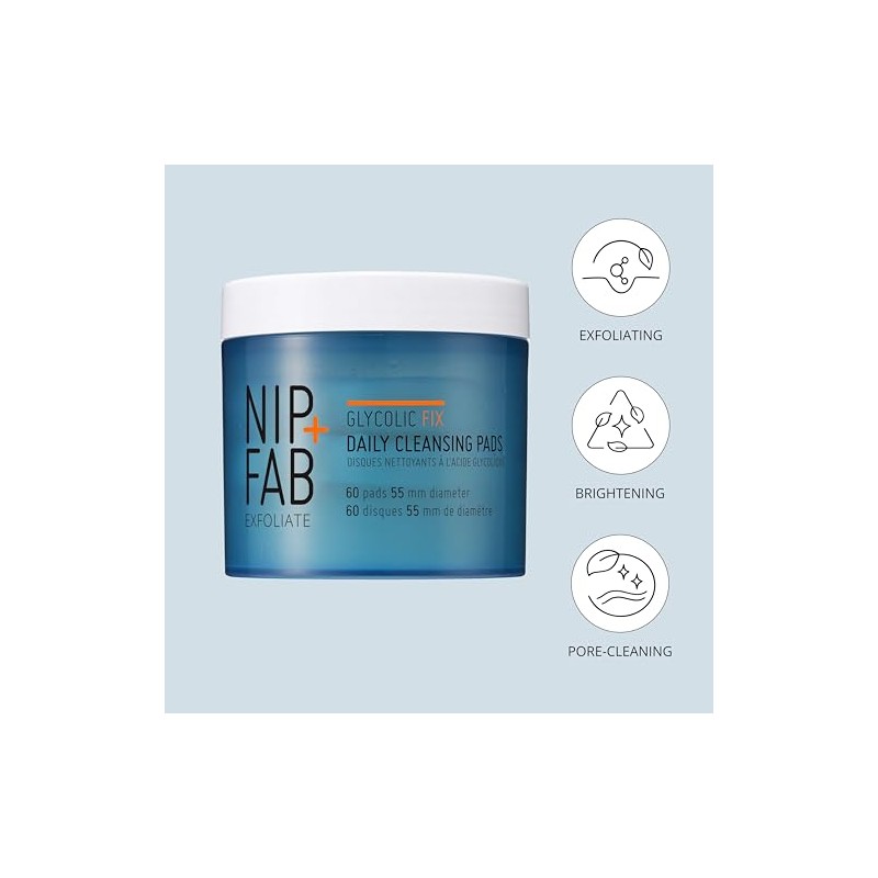Nip + Fab Glycolic Fix Daily Cleansing Pads, 60 Pads