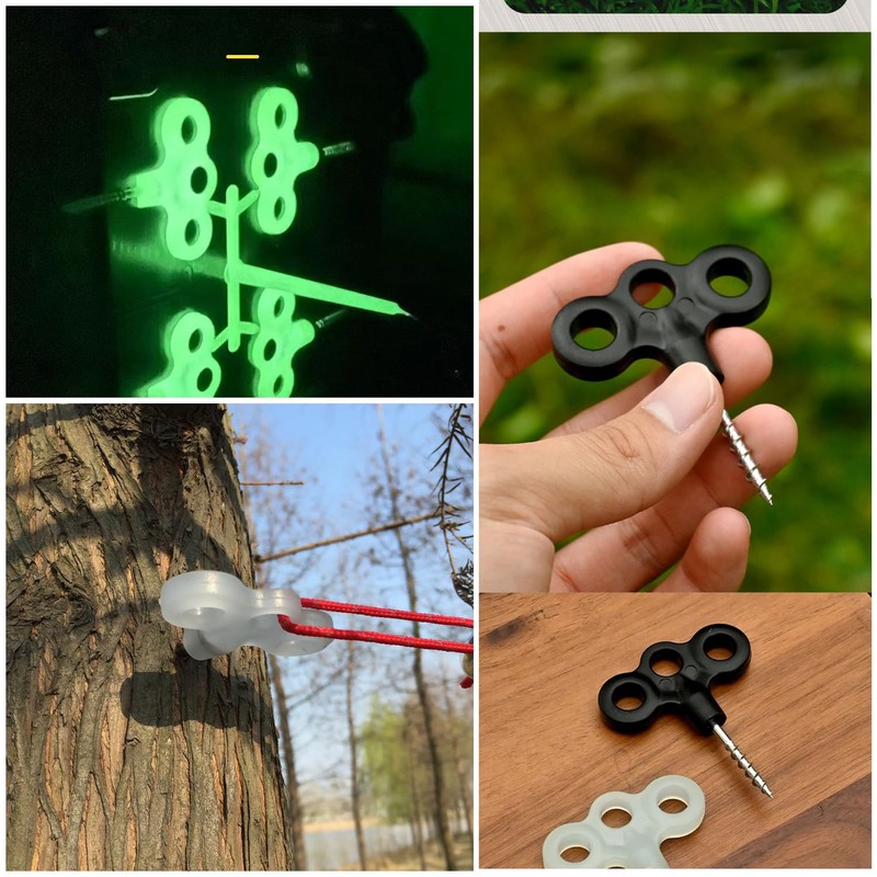 SquEqu 8 Pack Deck Pegs Tent Stakes Wood Screw Hooks