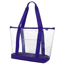 Ensign Peak Clear ZIPPER tote with color trim and bottom (Purple trim)