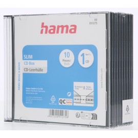 Hama Slim CD Jewel Case, pack of 10, Transparent/Black