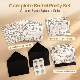 YUBAIHUI 12 Pcs Bridesmaid Proposal Cards Set with Envelopes & Stickers, Will You Be My Bridesmaid, Maid of Honor & Flower Girl Cards, Elegant Wedding Bridal Shower Proposal Cards