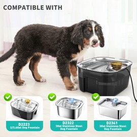 SwSun Dog Water Fountain Pump for 2.6/2 Gallons Large Dog Water Fountain Stainless Steel for Large Dogs, Replacement Water Pump for D2223, D2322, D2341 Models, Long Lifespan, Quiet and Safe, USB Cable