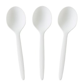 GreenWorks 100 Count 6.5" Large Compostable Soup Spoons,BPI Certified Heavy Duty Disposable Cutlery Soup Spoons